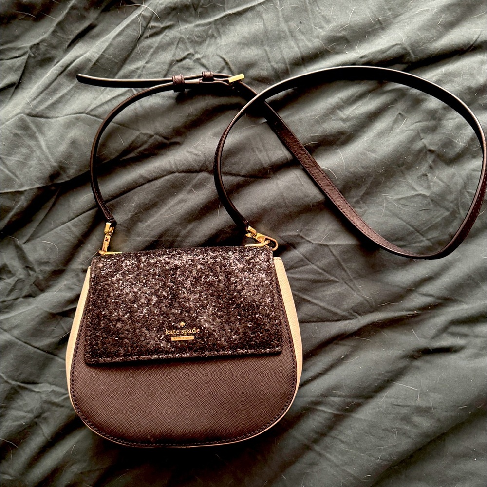 Kate spade Black & White Sequin Saddle Bag